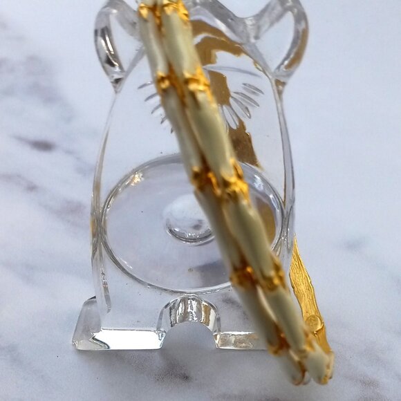 KJL Kenneth J Lane "Bamboo" Bracelets 2x White Enamel w Gold Leaf + Wash - Picture 11 of 15